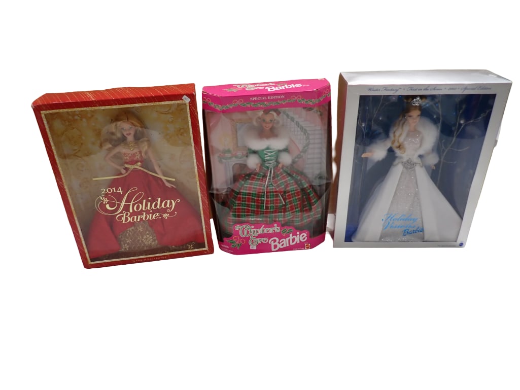 3 Barbie Dolls New in Boxes incl 2014 Holiday Barbie, Winter's Eve Barbie Special Edition, and (1 of 7)