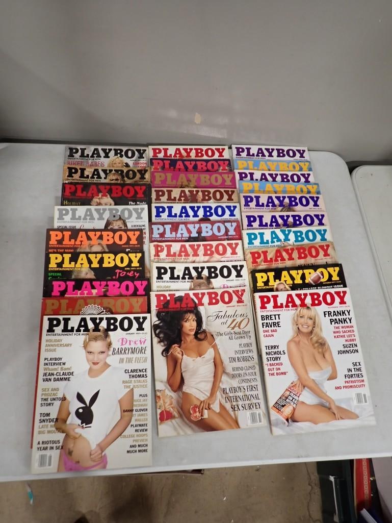 Lot of 28 assorted Playboy magazines: Lot of 28 assorted Playboy magazines All pictures are considered part of the description and should be examined carefully by bidders. Live Auctioneers is now offering Live Shipping through them. 