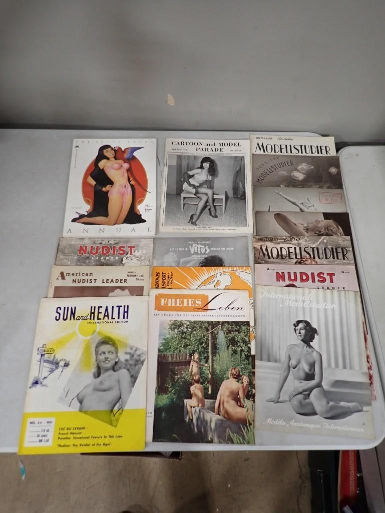 Adult Magazine Lot including Vintage Nudist, Pin-Up Girls, Betty Pages Annual, Sun and Health, etc. (1 of 4)