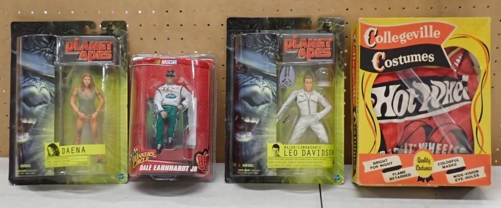 new in Package Toys including Planet of the Apes, Hot Wheels Costume, Dale Earnhardt Jr: new in Package Toys including Planet of the Apes, Hot Wheels Costume, Dale Earnhardt Jr All pictures are considered part of the description and should be examined carefully by bidders. Live Auctioneer