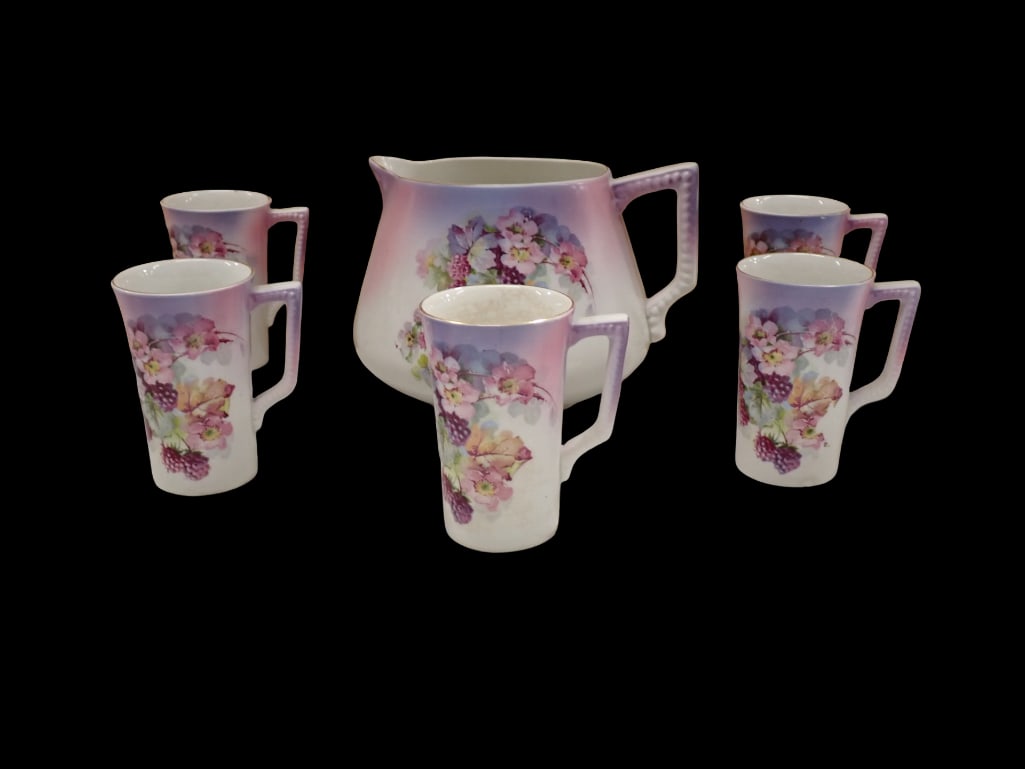 Antique Owen Minerva Lemonade Set incl Pitcher and 5 Cups (1 of 7)