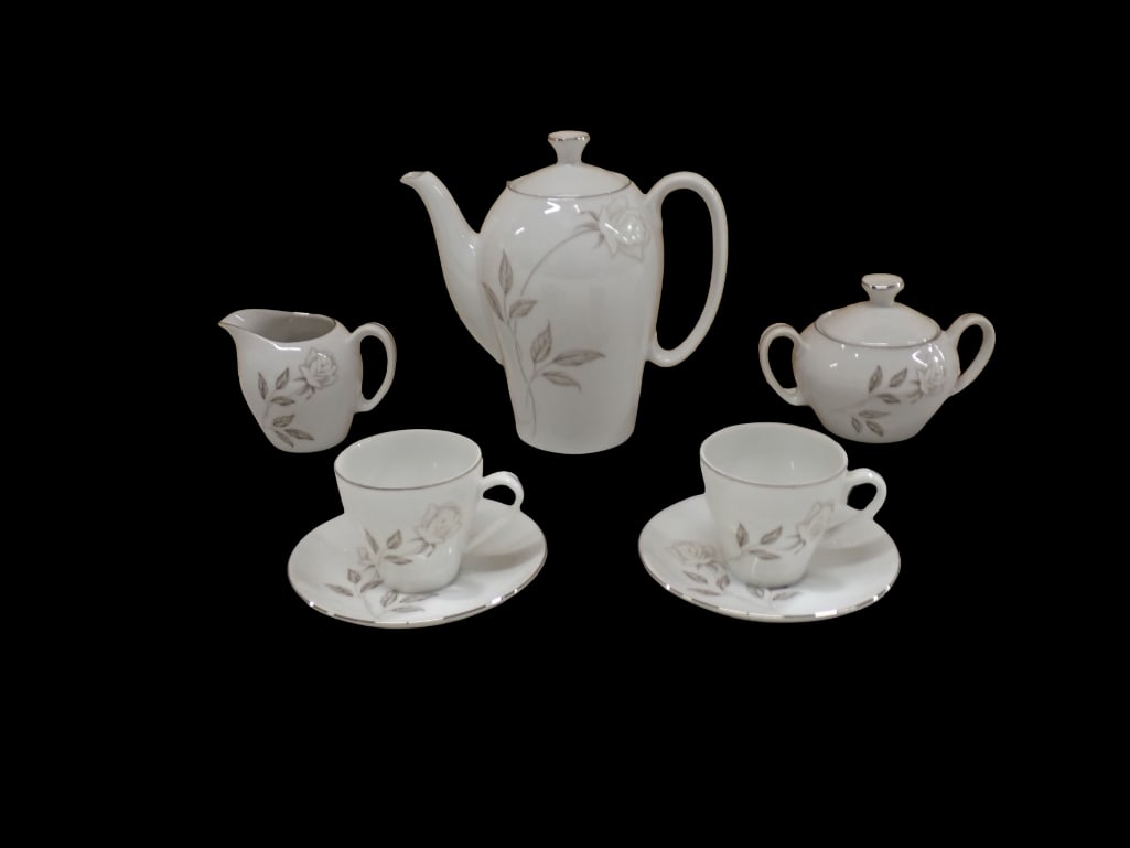 Vintage Jonas Roberts Coffee Set incl Coffee Pot, 2 Cups, 2 Saucers, Creamer, Sugar Bowl with Lid (1 of 8)