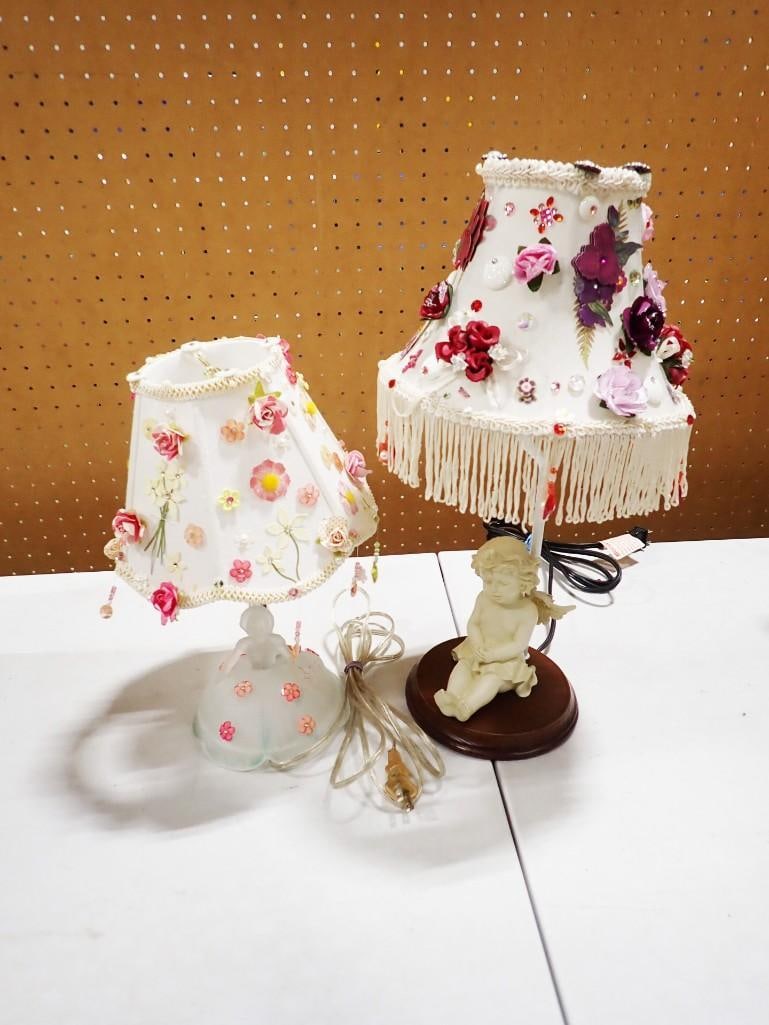 2 Small Table Lamps or Bedroom Lamps Both with Figural Bases (1 of 4)