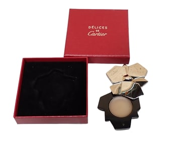 Delices de Cartier Slide Open Solid Perfume in Flower Shaped Case with Original Box
