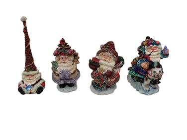 4 Christmas Figurines incl Crinkle Claus Santa Claus Figures