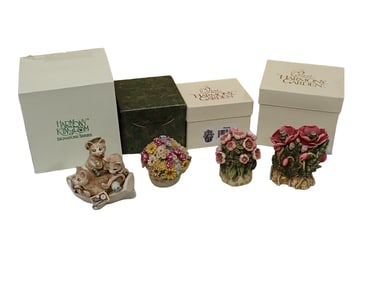 Harmony Kingdom Lawrence Ahoy 2003 Cats on Argo Boat, Harmony Kingdom Daisy Basket Trinket Box,