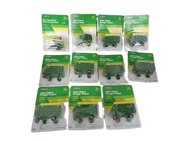 Lot of new in Package Ertl John Deer Farm Vehicles - Forage Wagons, Round Baler, Farm Implement