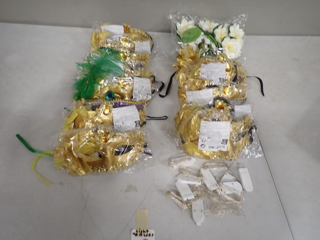 Lot of Mardi Gras Style Light up Masks: Lot of Mardi Gras Style Light up Masks All pictures are considered part of the description and should be examined carefully by bidders. Live Auctioneers is now offering Live Shipping through them. Thi