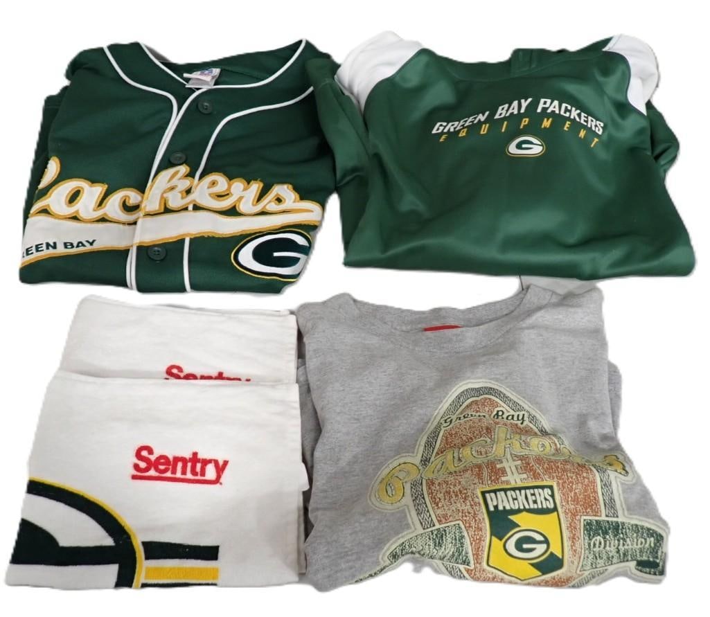 Green Bay Packers Lot including Shirts, Jersey, Towel: Green Bay Packers Lot including Shirts, Jersey, Towel All pictures are considered part of the description and should be examined carefully by bidders. Live Auctioneers is now offering Live Shipping th