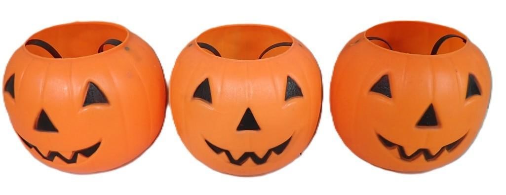 3 Blow Mold Halloween Pumpkin / Jack-O-Lantern Candy Baskets (1 of 4)