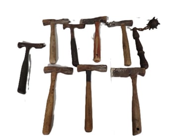 Lot of Vintage or Antique Hammers / Axes and a Chain Mace - Possibly Austrian WWI