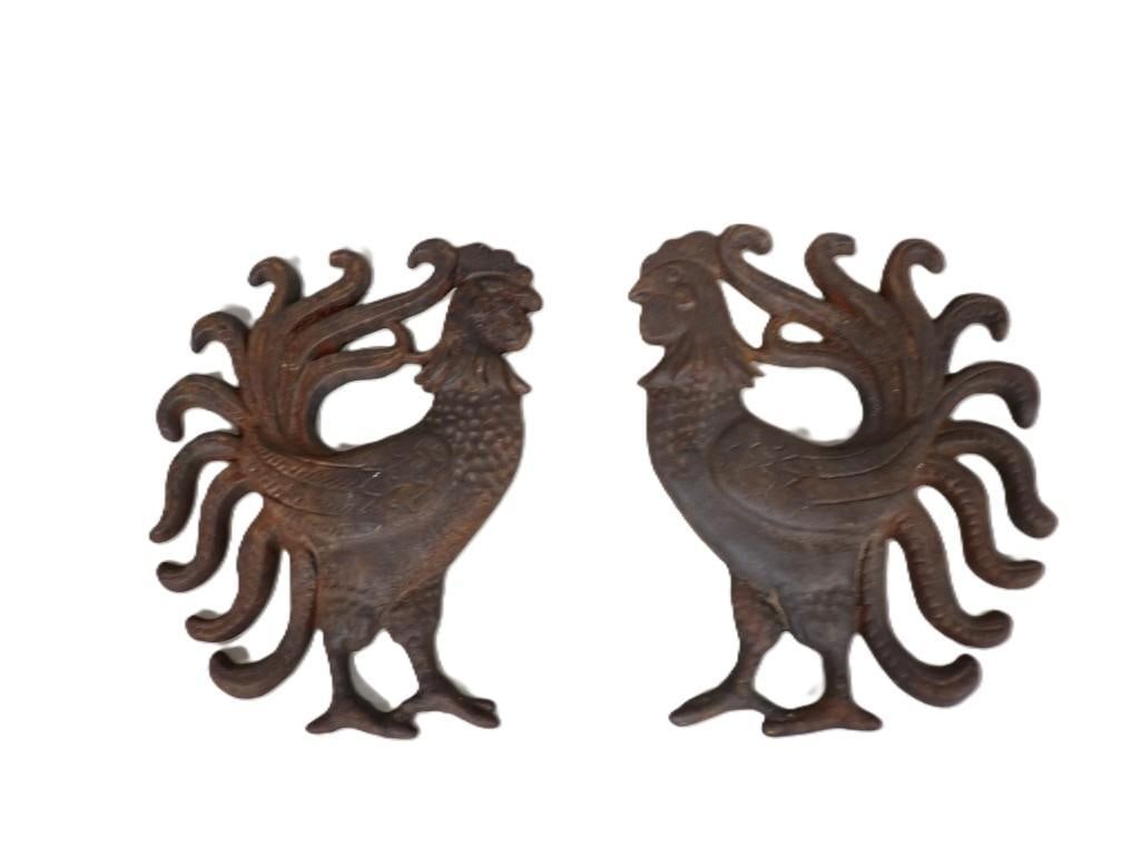 Vintage or Antique Rooster and Chicken Cast Iron Wall Hangings (1 of 5)