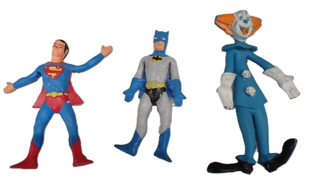 Vintage Mego Bend N Flex Superman, Batman and a Bozo the Clown: Vintage Mego Bend N Flex Superman, Batman and a Bozo the Clown All pictures are considered part of the description and should be examined carefully by bidders. Live Auctioneers is now offering Live Sh