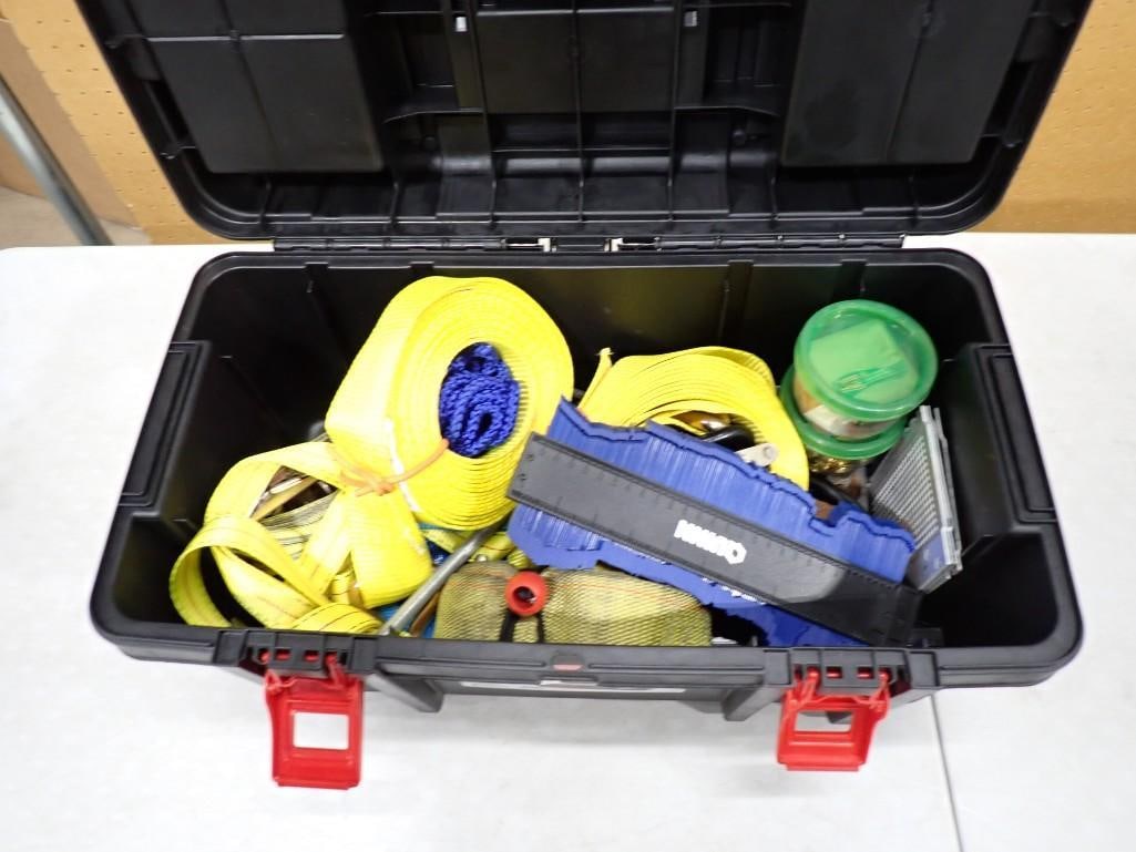 Tool Box full of assorted Tools including Ratcheting Cargo Straps (1 of 9)