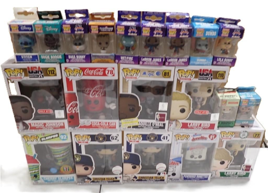 Large Lot of assorted Funko Pop Figures New in Box including Coca Cola, Magic Johnson, Bugs Bunny, (1 of 8)