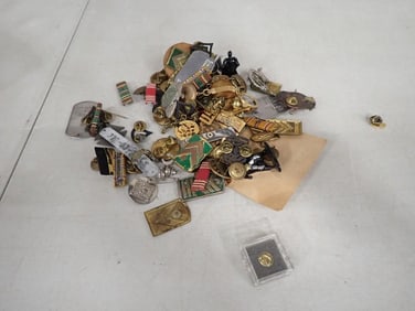 Lot of assorted Pins, Medals, Badges, etc. Including Military