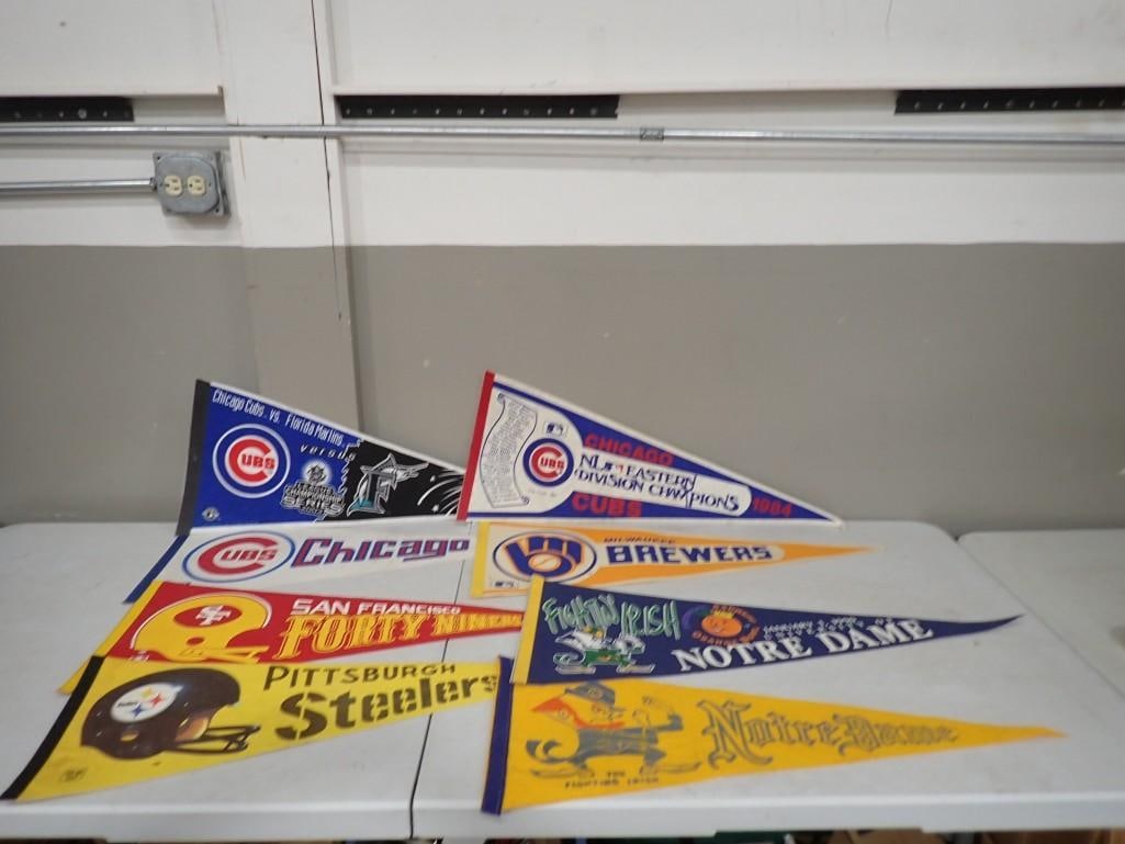 Lot of Sports Pennants incl Chicago Cubs NL Eastern Division Champions, Milwaukee Brewers, (1 of 10)