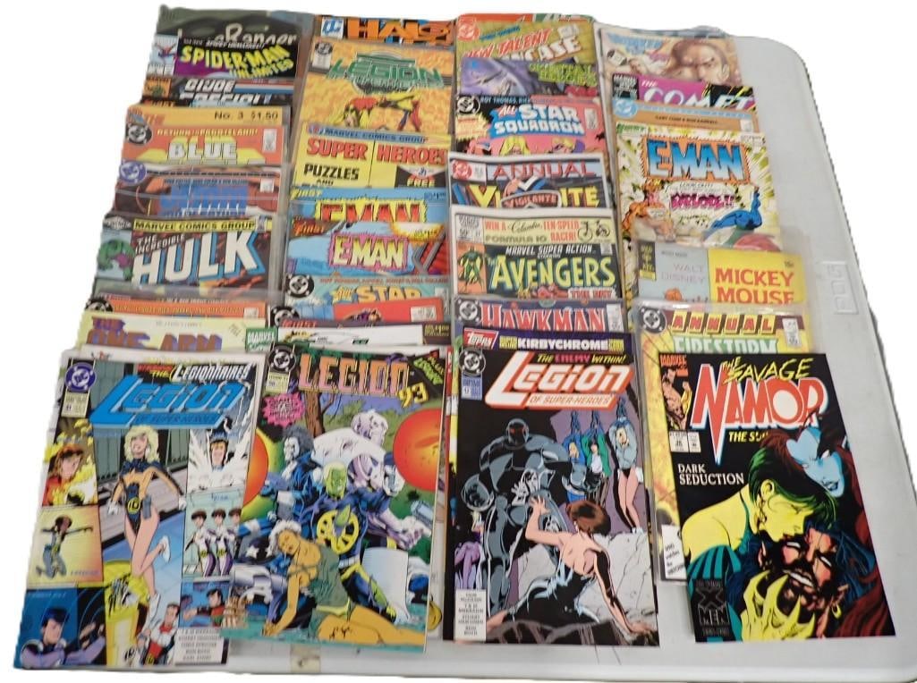 Comic Book Lot including E-Man, Incredible Hulk, Spider-Man, GI Joe, The Comet, Avengers, Legion, (1 of 10)