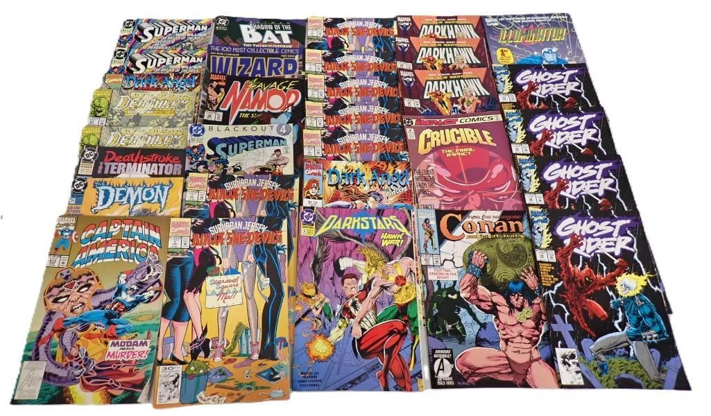 Comic Book Lot including Superman, Namor, Dark Angel, Crucible, Darkhawk, Ghost Rider, Captain Ameri (1 of 5)