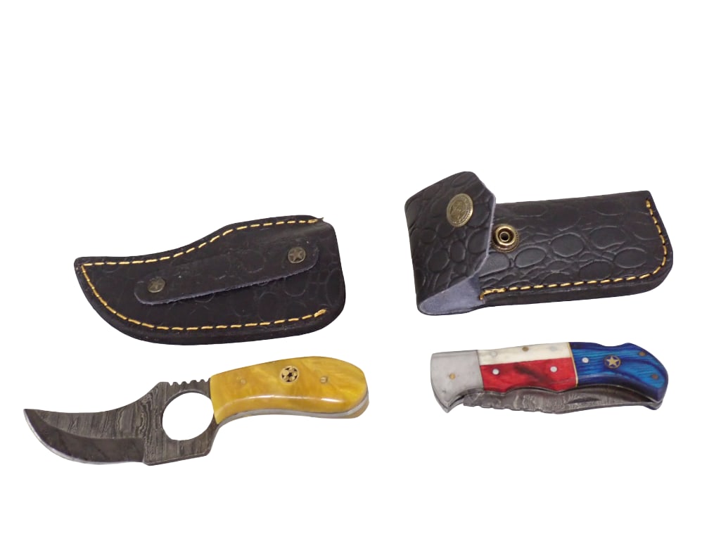 2 Knives incl Pocket Knife with Case and a Small Skinning Knife with Sheath (1 of 5)