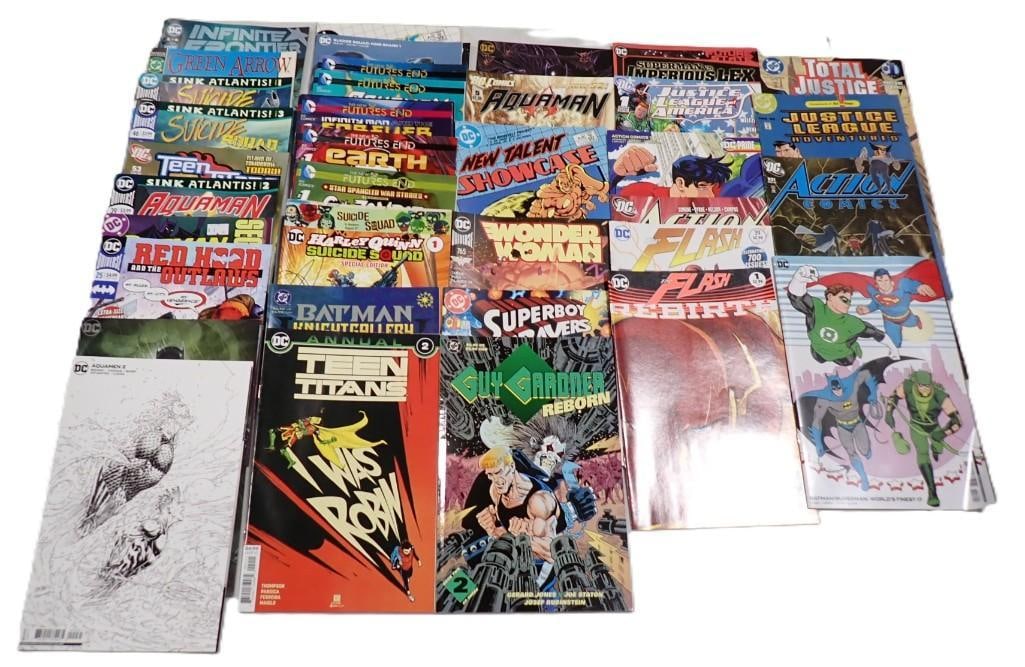 Comic Book Lot including Action Comics, Justice League, Aquaman, Wonder Woman, Teen Titans, Batman (1 of 9)