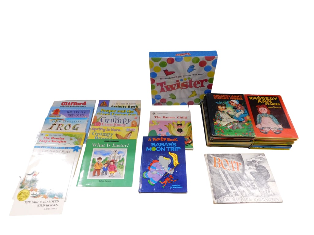 Lot of Children's Books incl Many Vintage Raggedy Ann Books, etc Plus a New Sealed Twister Game (1 of 15)