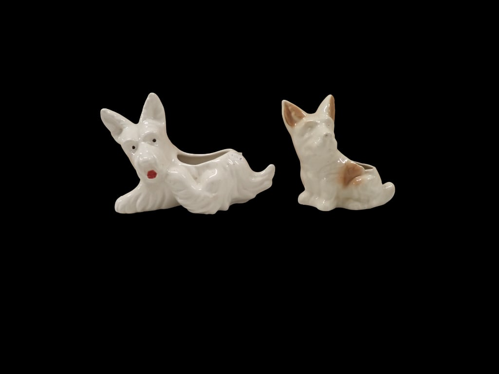 2 Vintage Ceramic Scottie Dog Planters (1 of 7)
