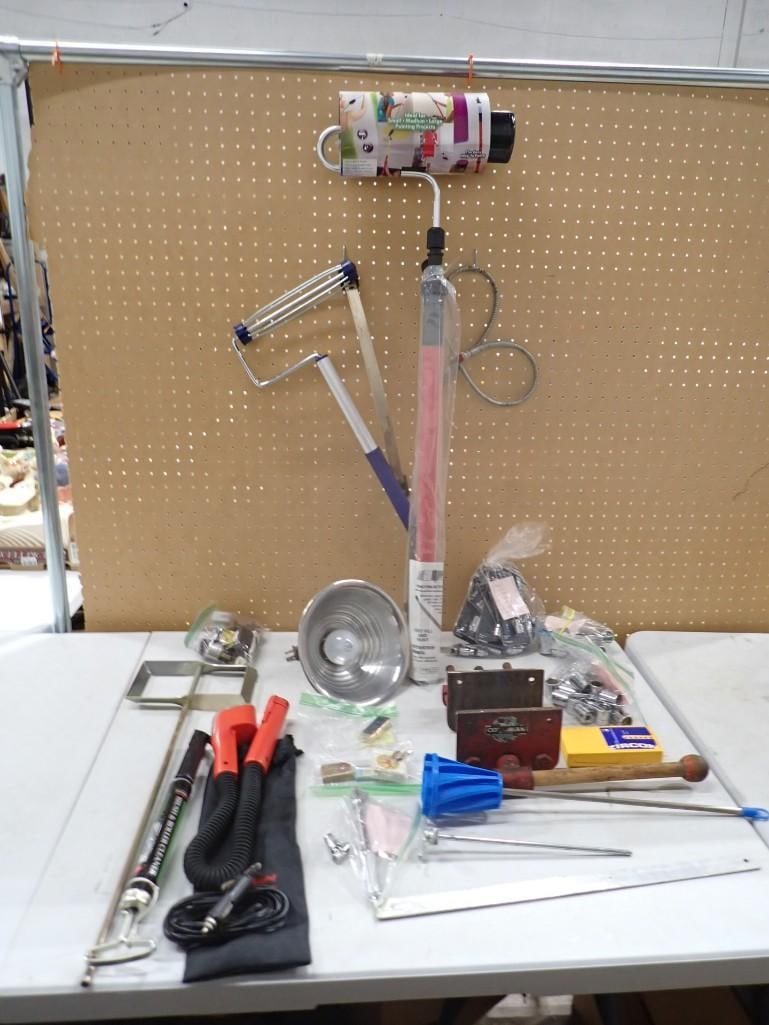 Tool Lot, etc. Including Paint Rollers, Woodworking Vice, Car Snake Light, etc. (1 of 10)