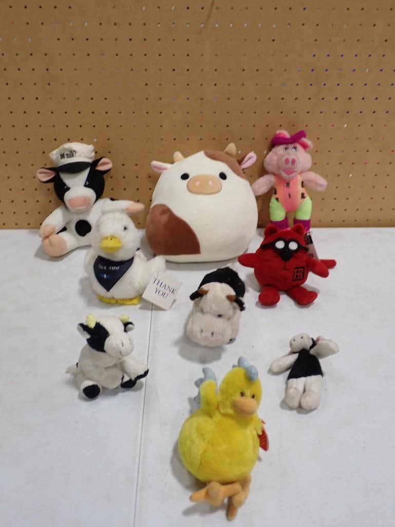 Lot of Plush Toys incl Cows, Hippo, Duck, Pig, Etc (1 of 12)