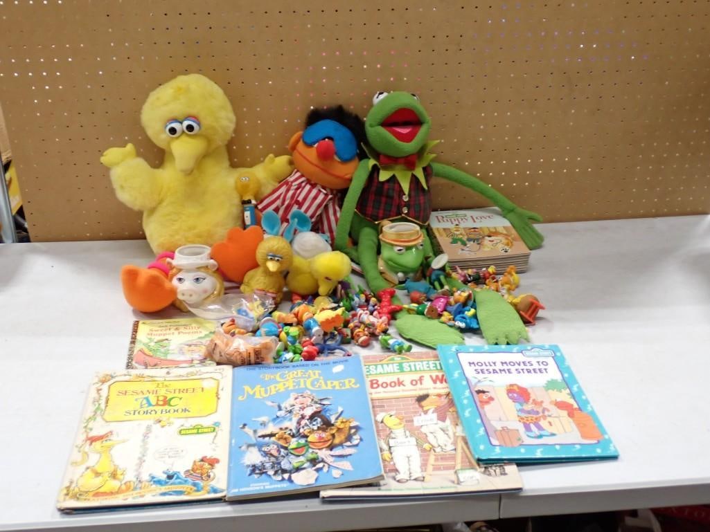 Sesame Street and Muppets Lot incl Plush, Figures, Books, Kermit the Frog Mug, Miss Piggy Mug, etc (1 of 10)