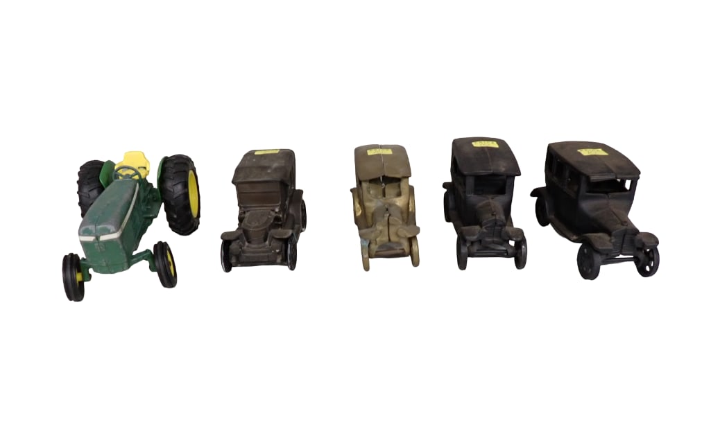 Cast Metal Model Cars and a Metal John Deere Toy Tractor (1 of 12)