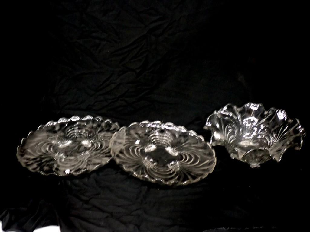 Vintage Cambridge Caprice Glass Footed Bowl and 2 Serving Plates (1 of 11)