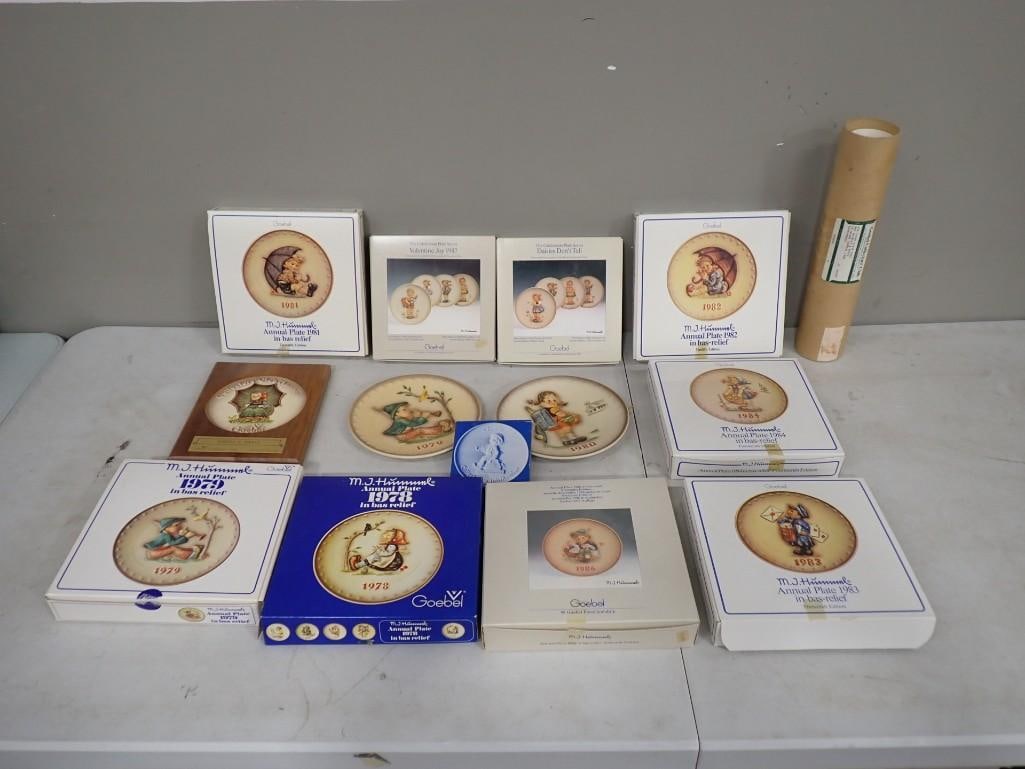 Lot of Goebel Hummel Plates incl Annual Plates, Plus a Poster: Lot of Goebel Hummel Plates incl Annual Plates, Plus a Poster All pictures are considered part of the description and should be examined carefully by bidders. Live Auctioneers is now offering Live S