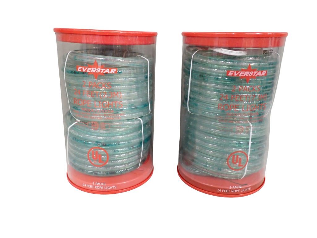 Lot of Two 2-Packs of 24 Foot Rope Lights Everstar New in Package (1 of 3)