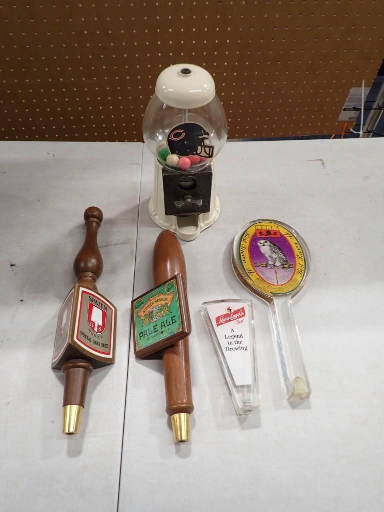 Lot of Beer Tappers and a Chicago Bears Gumball Machine. Spaten, Sierra Nevada, Leinenkugel's, Bell' (1 of 4)