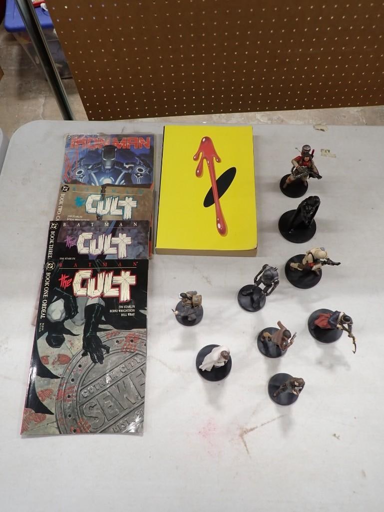 Watchmen Trade Book, Iron Man Book, Batman The Cult Books, Plus Star Wars Action Figures (1 of 6)