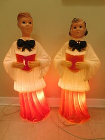 Vintage Pair of Christmas Angel Blow Molds