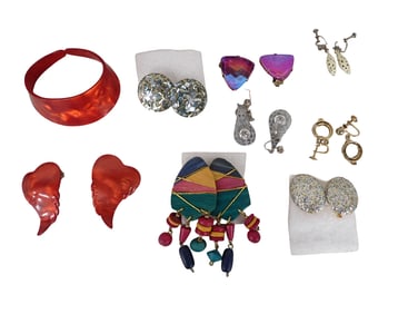 Lot of Costume Jewelry incl Vintage Clip On Earrings, Etc