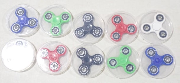 Lot of 10 New in Package Fidget Spinners - assorted colors