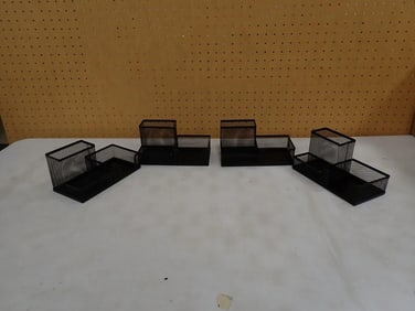 Lot of 4 Metal Desk Organizers