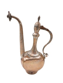 Vintage Middle Eastern Tinned Metal Ewer or Aftaba