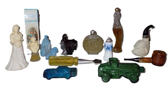 Lot of assorted Avon Perfume / Cologne Bottles including Pipes, Screwdriver, Cars, etc.