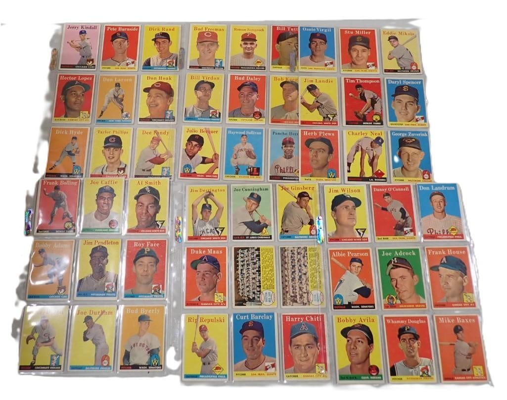 Lot of 54 Topps Baseball Cards from 1958 including Roy Face, Harvey Haddix, Boston Red Sox Team Card (1 of 11)