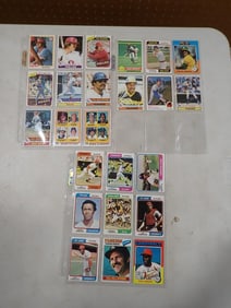 24 Vintage 1970's Hall of Fame and Star Baseball Cards including Bob Gibson, Ferge Jenkins, Rollie