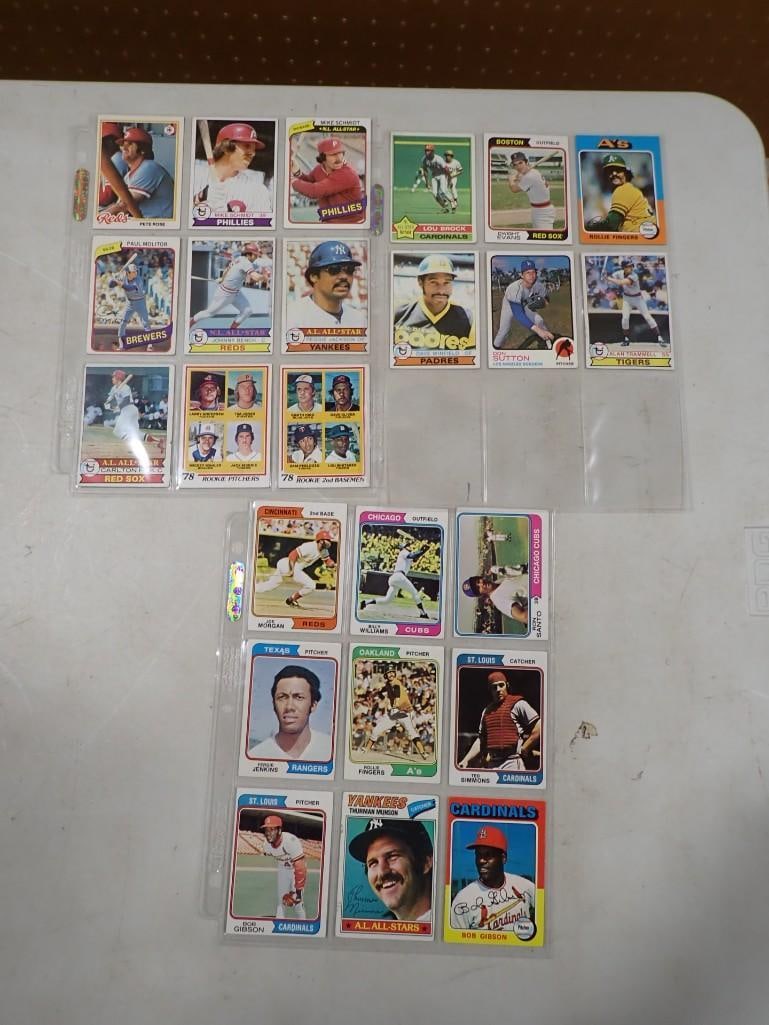 24 Vintage 1970's Hall of Fame and Star Baseball Cards including Bob Gibson, Ferge Jenkins, Rollie (1 of 8)