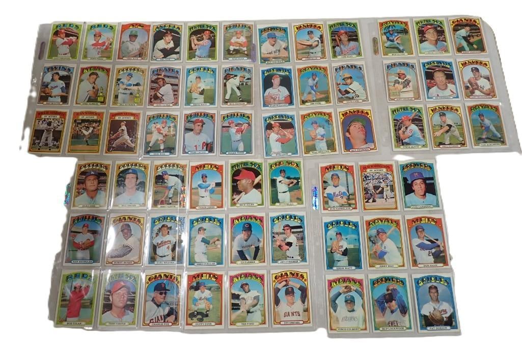 Lot of 63 Baseball cards from 1972 including Hall of Famers Red Schoedienst, Dick Allen, Tony Perez, (1 of 12)