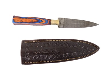 Dagger with Leather Sheath and Wood Handle