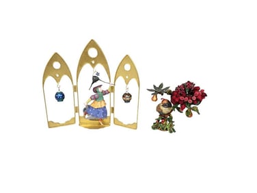 Whimsical Christmas Decoration, Cardinal Bird Figurine, etc.