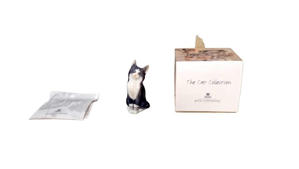 Royal Copenhagen The Cat Collection Gray and White Porcelain Kitty with Original Box #680 (1 of 12)