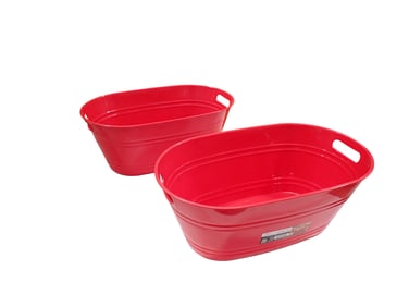 2 Red Oval Party Tubs for Drinks Both are New 12.64"x19.88"x8"